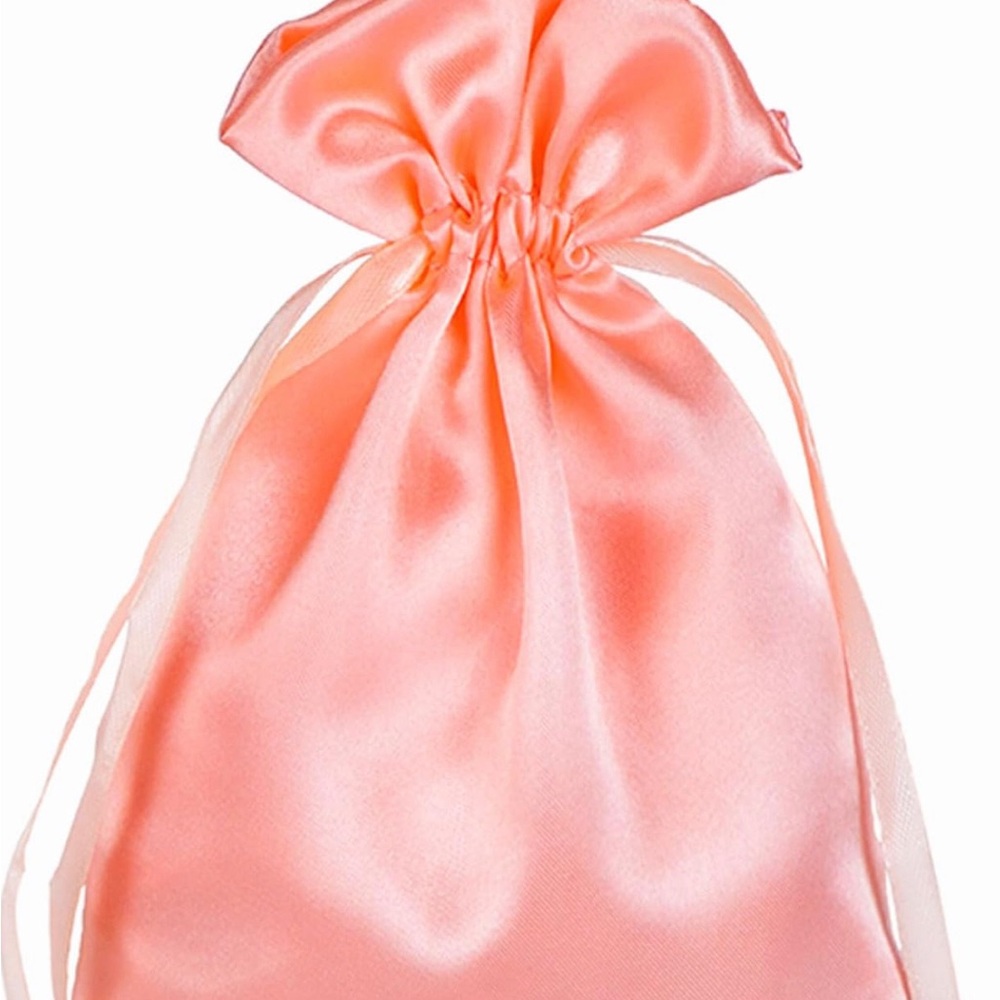Pink Satin Drawstring Pouch - Picture 3 of 5